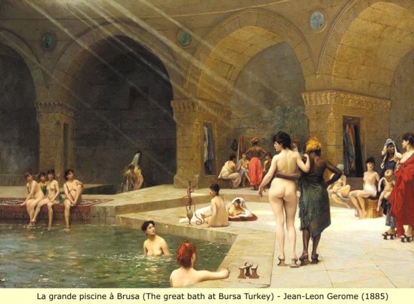 Lagrande piscine a Brusa (the great bath at Bursa Turkey by Jean-Leon Gerome (1885).jpg13